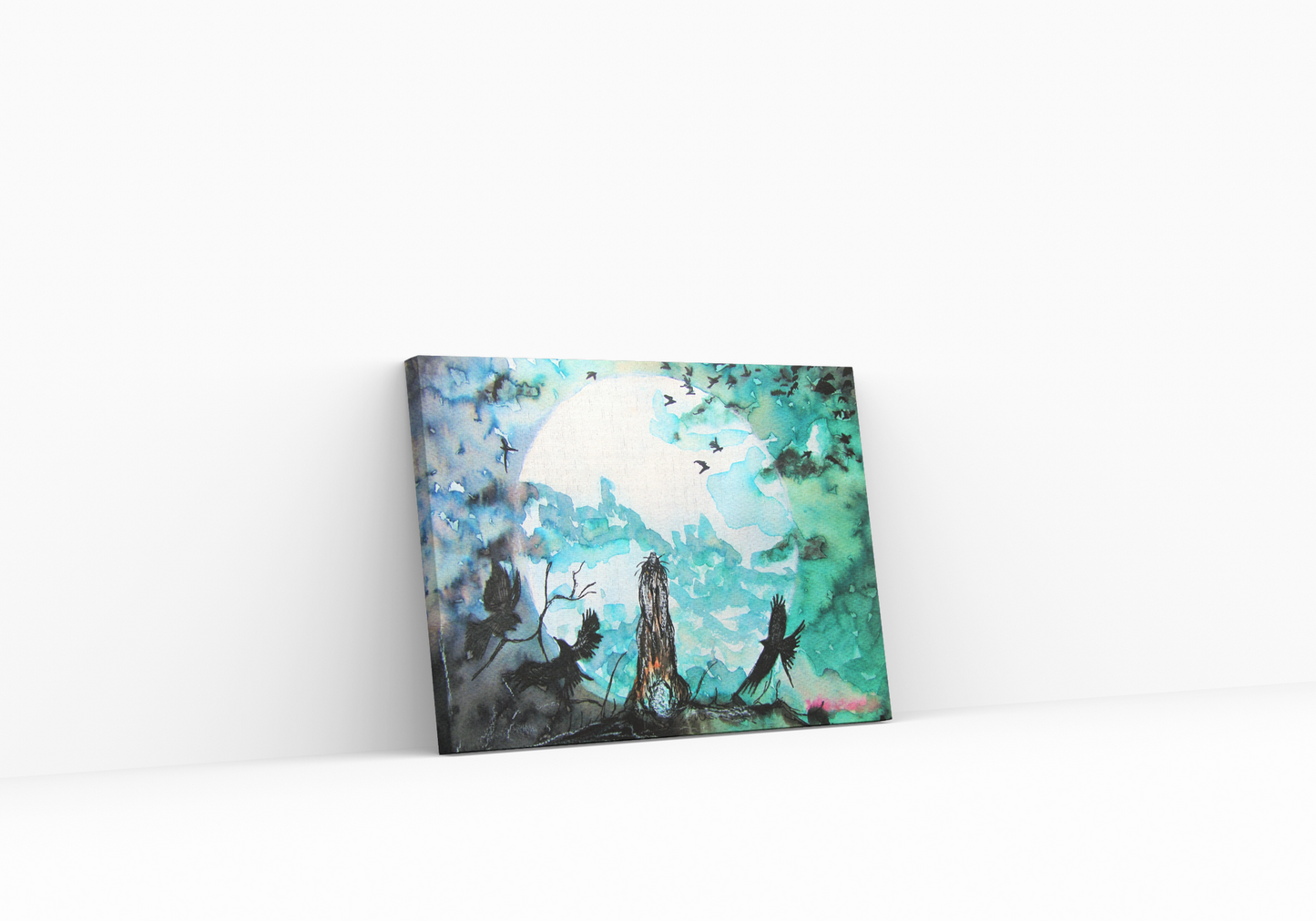 "Moongazing hare and crows" Print - Canvas / Print / Poster various sizes, from original painting