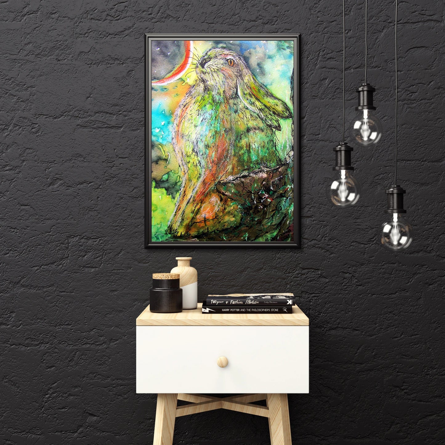 "Moongazing Hare" Print - Canvas / Print / Poster various sizes, from original painting
