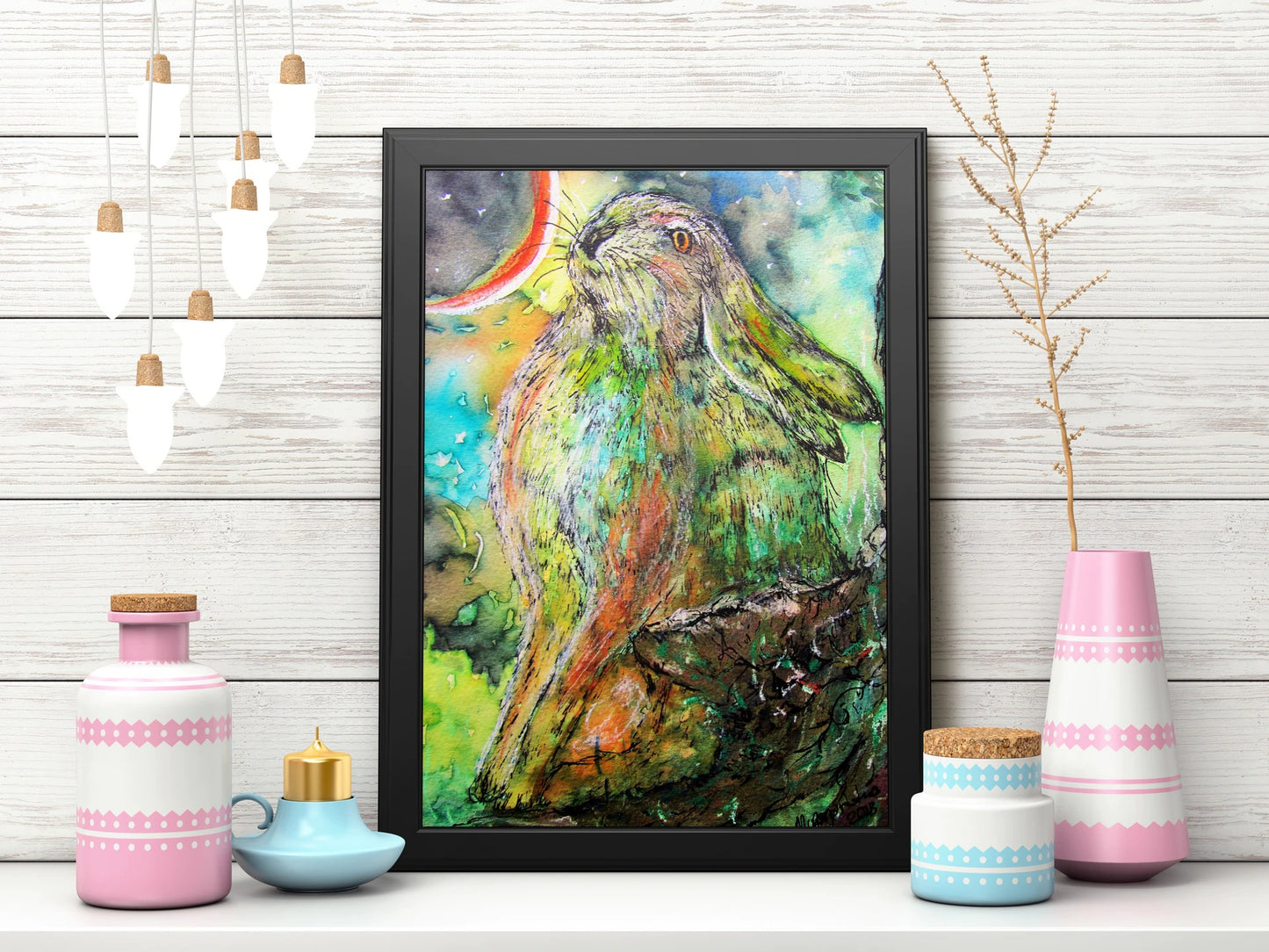 "Moongazing Hare" Print - Canvas / Print / Poster various sizes, from original painting