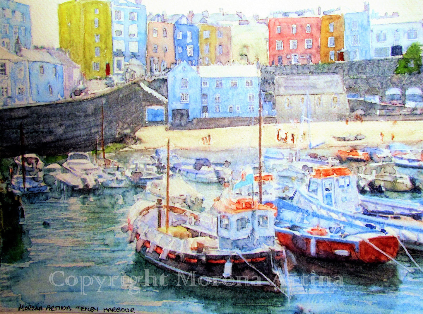 "Tenby" Print - Cornish seaside - Canvas / Print / Poster various sizes, from original painting