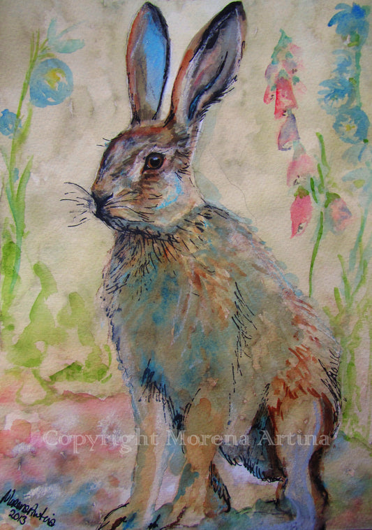 "Vintage Hare" Print - Canvas / Print / Poster various sizes, from original painting